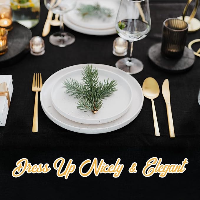 BRILLMAX 4 Pack Black Tablecloths 90 x 132 Inch for 6ft Rectangle Tables - 150 GSM Polyester Fabric, Floor Length Drop, Water, Stain & Wrinkle Resistant Cloth Cover for Wedding Reception Banquet