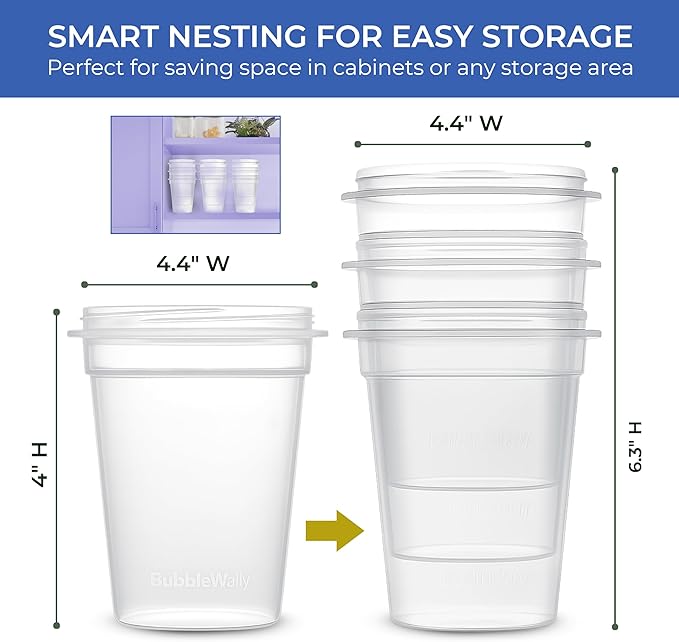 JoyPlus Overnight Oats Containers with Lids Plastic (Beige) - Meal Prep Containers Reusable for Food Storage – 16oz Jars for Breakfast, Snacks, and Lunch