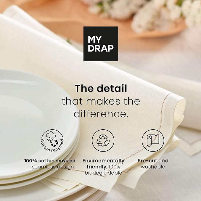 MY DRAP Cotton Cocktail Napkin, 50 units per roll, 4.5 x 4.5-Inch, Sand