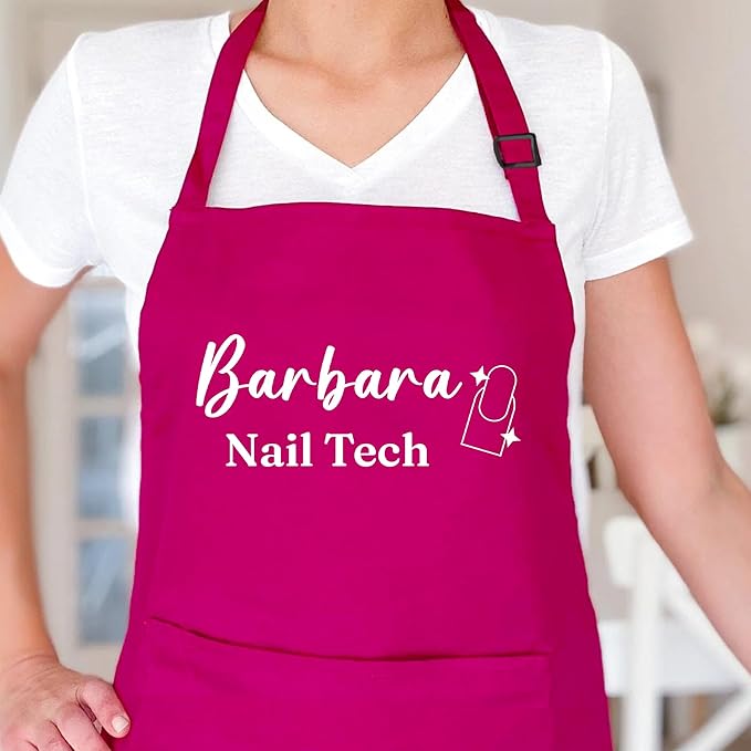 Personalized Salon Apron for Hairstylist, Nail Technician, Barber Aprons For Men, Cosmetology Supplies, Hair Dresser & Nail Tech Delantales For Women with Pocket