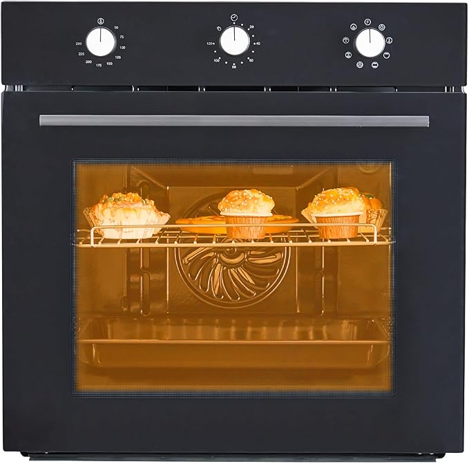 24" Single Wall Oven, 2.5 Cu.Ft Built-in Electric Oven with 8 Cooking Modes, Stainless Steel Convection Wall Oven with Removable Door, Mechanical Knob Control