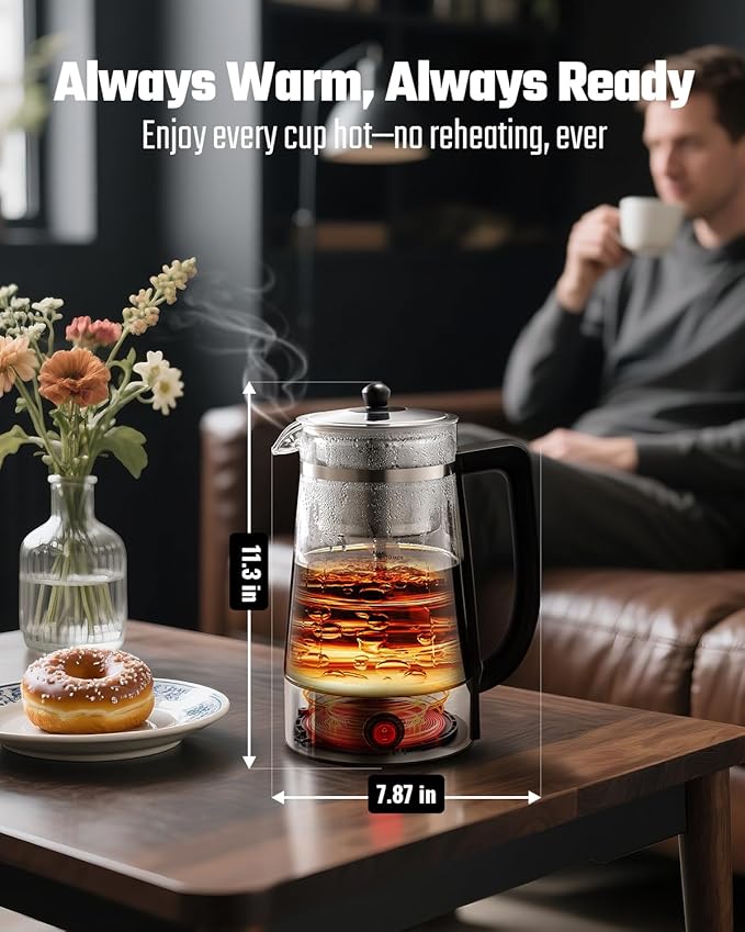 Percolator Coffee Pot Electric Coffee Maker, Brews 2–10 Cups, Auto Keep Warm, Stainless Steel Basket, Borosilicate Glass, Easy-Pour Spout, Cool-Touch Handle