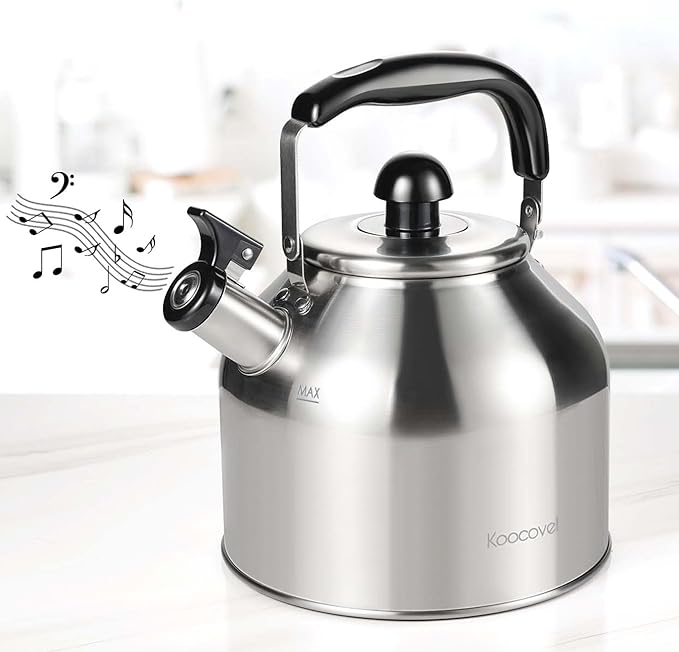 Whistling Tea Kettle for Stove Top,304 Stainless Steel Tea Kettles,4L/4.2QT Tea Kettles for Kitchen,Camping,Traveling,Portable,Fast to Boil