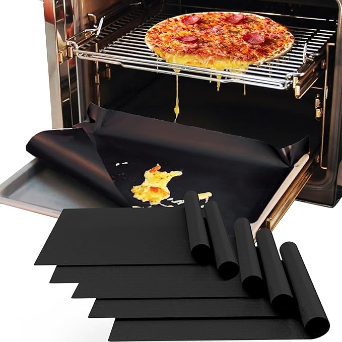 XL Thickened Oven Liners for Bottom of Oven | 5 Pack 17x25 Inch Heavy Duty Non-Stick Mats,BPA & PFOA Free,Dishwasher Safe,Oven Floor Protectors for Electric/Gas/Toaster Ovens