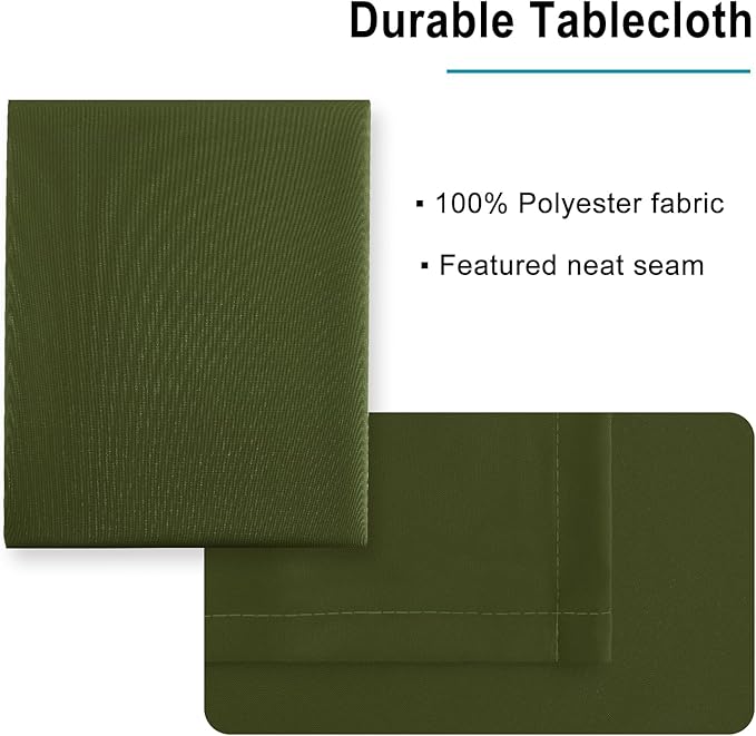 Hiasan Olive Green Tablecloth for Rectangle Tables - Waterproof Washable Polyester Fabric Table Cloth for Buffect Dining Birthday Party Wedding, 54 x 108 Inch