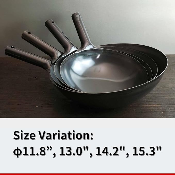 Kanda Iron Beijing Wok - Lightweight and Durable - Perfect for Authentic Japanese Cooking - 15.3 inch 39cm