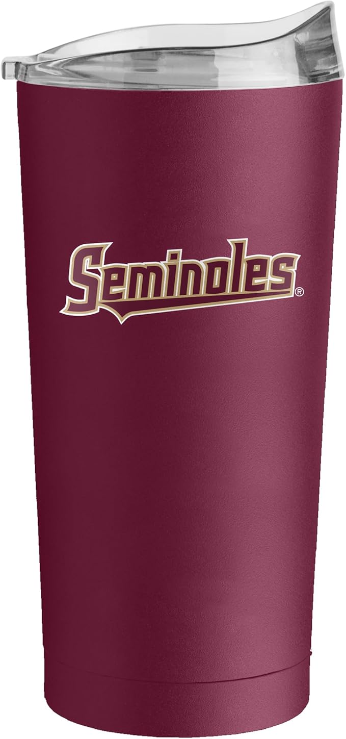 Logo Brands NCAA 20 oz Powder Coat Stainless Tumbler -Double-Wall Insulated Everday Tumbler for Hot or Cold Drinks, High Lip Lid, Team Color