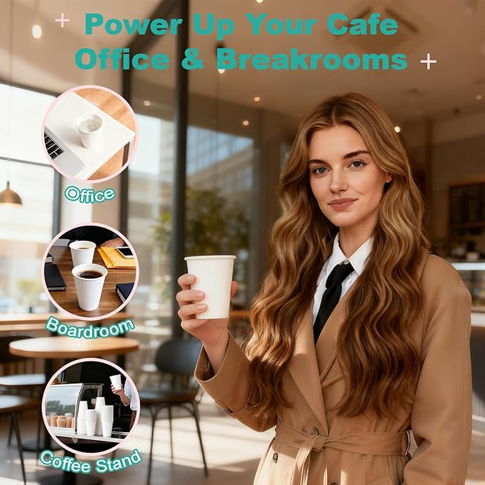 12 oz 300 Pack Disposable Coffee Cups, Bulk White Disposable Paper Cups, Coffee Cups for Hot Tea, Chocolate and Cold Drinks