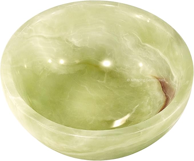 Green Onyx Crystal Bowl - 3 Inch Decorative Bowls for Room and Home Decor - Gemstone Healing Crystals for Elegant Display, Positive Energy Balance and Gift