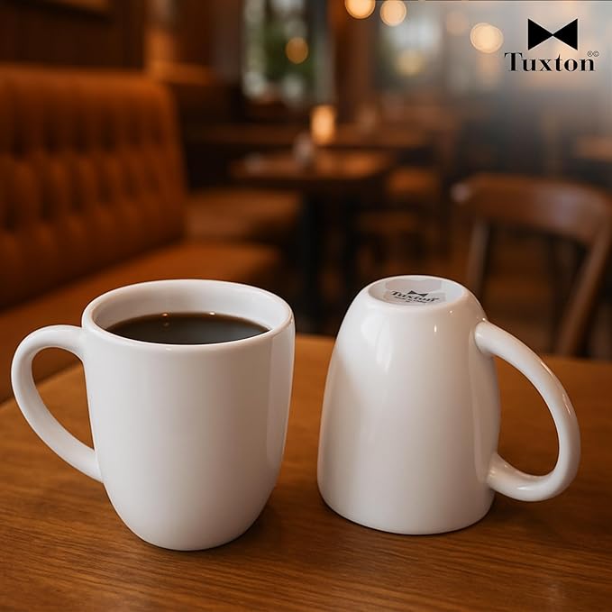 Tuxton China BPM-200A Milano Mug, 20 oz., 4" Diameter x 5"H, Microwave and Dishwasher Safe, Oven Proof, Fully Vitrified, DuraTux, Porcelain White, Case of 24