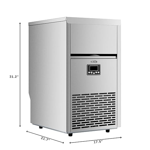 KoolMore 18 in. Commercial Ice Maker Machine, 100 lbs/24H Crescent Ice, 30 lbs Storage, Undercounter or Freestanding Ideal for Commercial or Residential Use, ETL Listed in Stainless-Steel