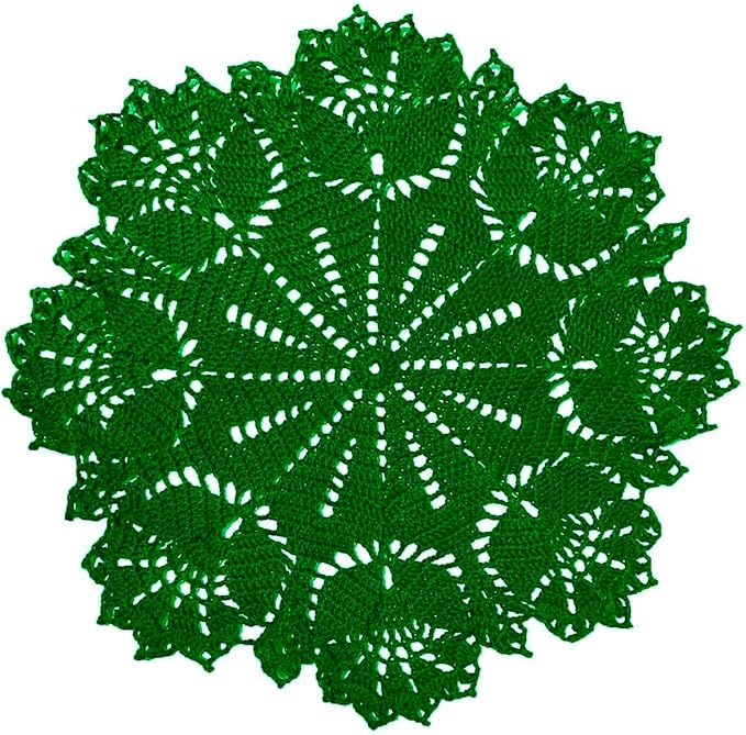 BIBITIME Tulip Flower Doilies Lace Doilies Kitchen Table Doily Mats Tablecloth Handmade Crochet Placemats Vase Dish Plate Mat (1 PC- 15 inches- 16 inches, Green)