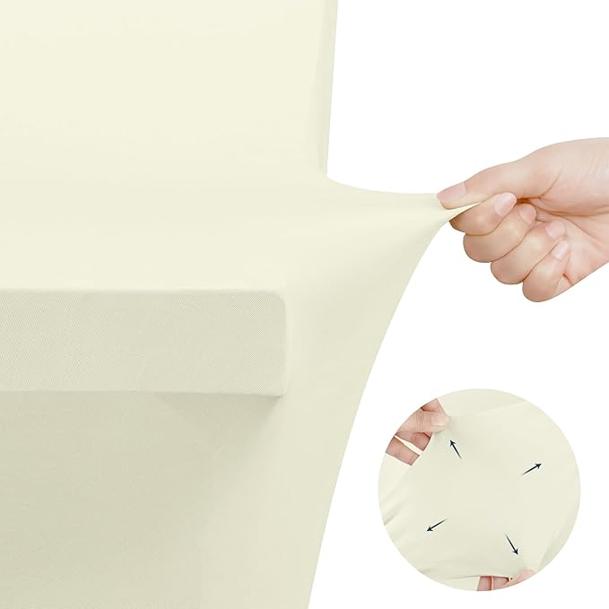 Utopia Kitchen Spandex Tablecloth 2 Pack [8FT, Ivory] Tight, Fitted, Washable and Wrinkle Resistant Stretch Table Cloth Rectangle Cover for Trade Show, Weddings & Parties [96Lx30Wx30H Inch]