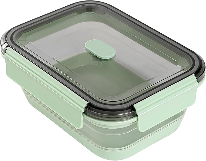 Restaurantware-Fresh Hero 40 Ounce Storage Containers, 1 Durable Airtight Food Containers - Microwavable, Freezable, Green Plastic, Collapsible, Dishwashable, With Vented Lids
