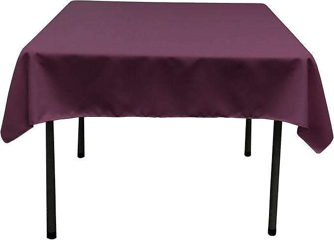 LA Linen Polyester Poplin Washable Square Tablecloth, Stain and Wrinkle Resistant Table Cover 58x58, Fabric Table Cloth for Dinning, Kitchen, Party, Holiday 58 by 58-Inch, Eggplant