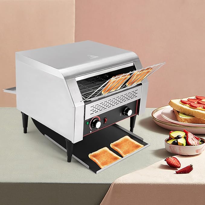 Commercial Toaster Conveyor Electric Stainless Steel Restaurant Toaster Oven for Bagel Burgers Bun Bread Heavy Duty Industrial Conveyor Toasters (150 Slices/Hour)