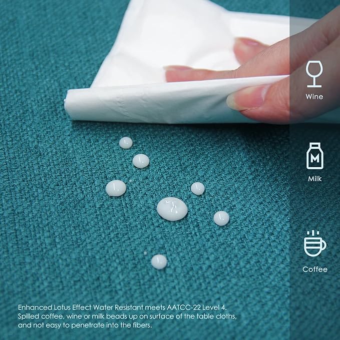 BALCONY & FALCON Small Square Tablecloth Washable Wrinkle Resistant and Water Proof Table Cloth Decorative Linen Tablecloths for Bedside End Table Bedroom Nightstand (Teal, 35x35)