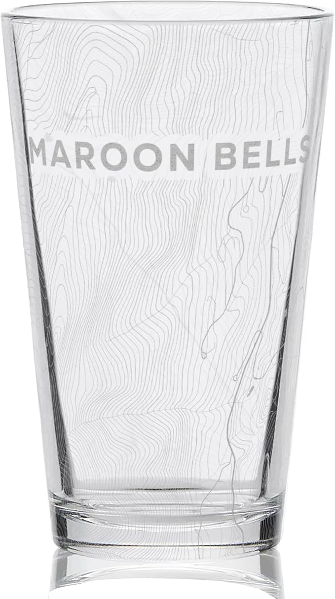 MAROON BELLS COLORADO Engraved Pint Glass | Great Mountain Topography Map Gift Idea!