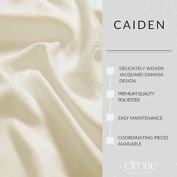 Elrene Home Fashions Caiden Elegance Damask Waterproof, Stain & Wrinkle Resistant Fabric Tablecloth, 60" x 84" Oval, Ivory