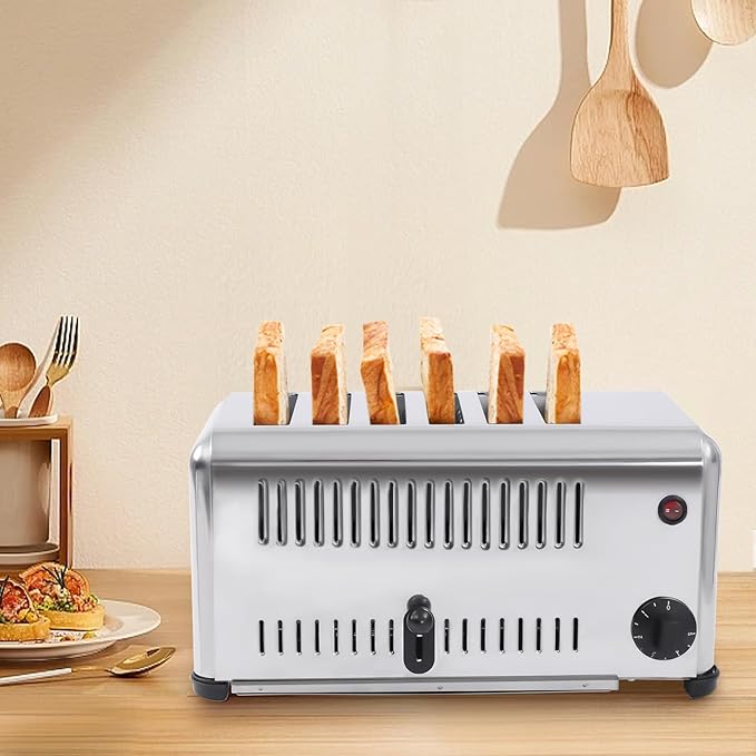 Commercial Toaster, 6 Slices Bread Baking Machine 0.6 Inch Slot Toast Tool 1680W 110V Bread Maker for Restaurant Home Bakery Dessert Store