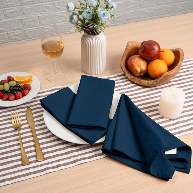 Blue Needles Solid Cloth Napkins Set of 12 Crystal Teal 100% Cotton Dinner Napkins 18x18 inches - Soft, Reusable, Absorbent & Washable Linen, Ideal for Wedding Events, Parties & Everyday Use