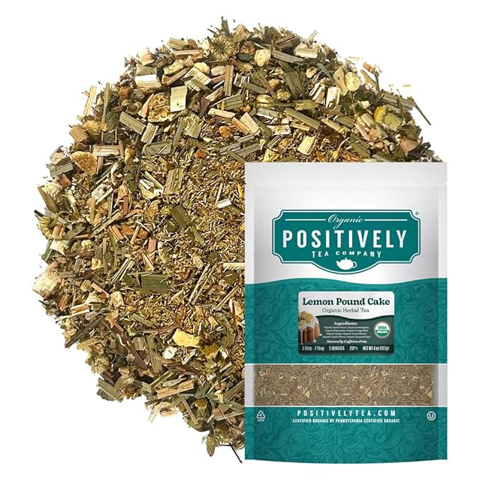Organic Positively Tea Company, Lemon Pound Cake, Herbal Tea, Loose Leaf, 4 Ounce