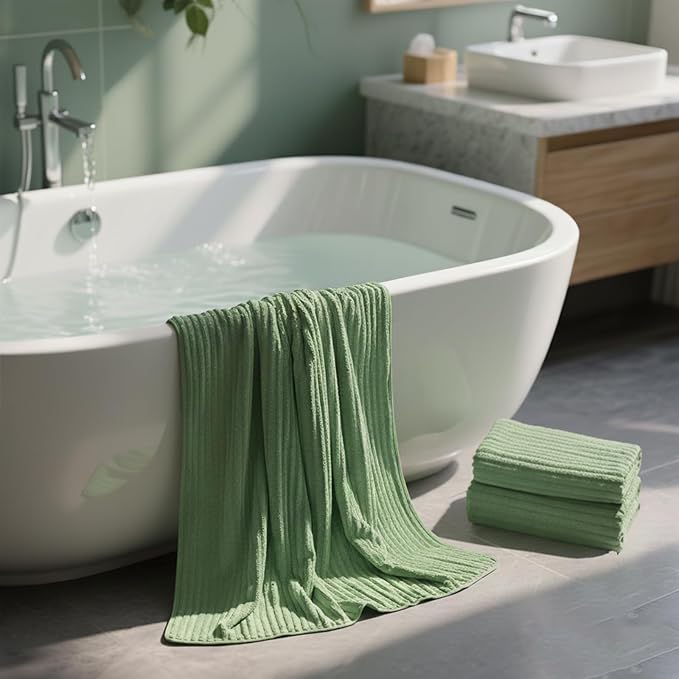 Extra Large Bath Towel Set of 6 (40"x80"),Oversized Bath Sheet Super Soft Highly Absorbent Microfibers Quick Dry Luxry Shower Towel for Bathroom Spa Gym Hotel Yoga(Sage Green, 6Piece)