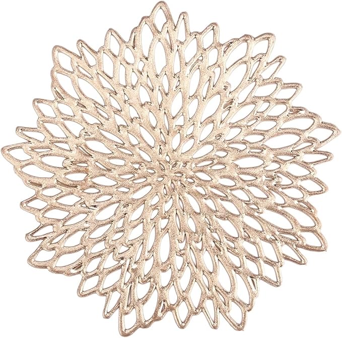 4/8PCS PVC Dandelion Hollow Nordic Style Non-Slip Kitchen Placemat Coaster Insulation Pad Dish Coffee Table Mat Home Hotel Decor(Flower Coaster,4 PCS)