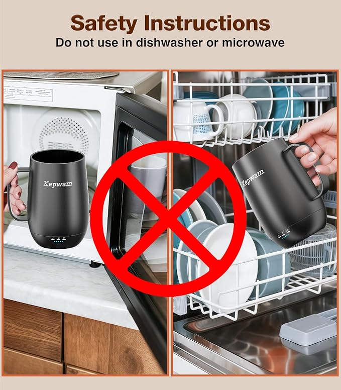 Kepwam Heated Coffee Mug T2-Plus, 20oz Leading Large Capacity Self Heating Coffee Mug, Up to 8 Hrs Battery & Hot Up to 149℉, Smart Coffee Mug for Women, Men