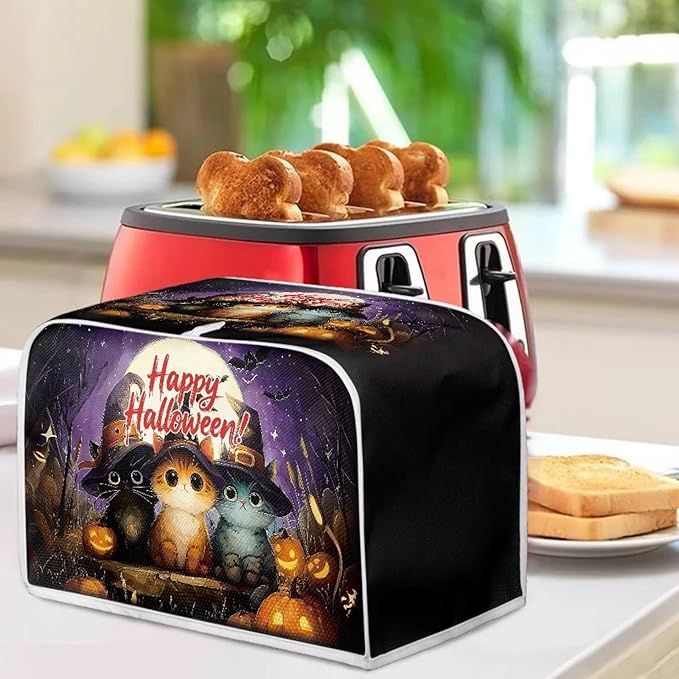 Doojoayie Happy Halloween Toaster Cover 4 Slice Toaster Dust Cover Oven Dustproof & Washable for Kitchen Small Appliance,Kitchen Essentials Holiday Decor