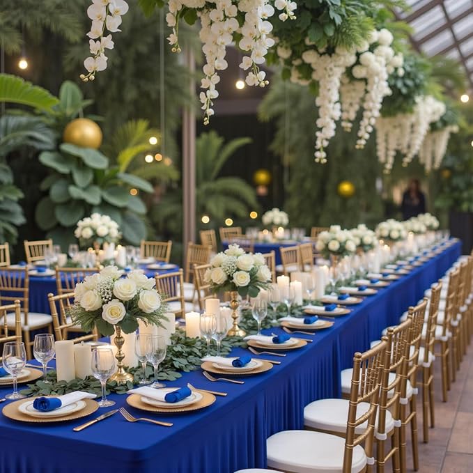 Royal Blue Spandex Tablecloths 6FT Rectangular Fitted Table Covers, Stretch Tablecloths for 6 Foot Tables Wrinkle Free Elastic Table Skirt for Graduation Party Wedding Banquet Buffet Events