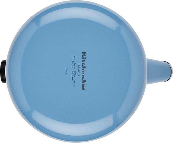 KitchenAid Teakettles Enamel-on-Steel Stovetop Whistling Teakettle, Induction Ready, Stainless steel Lid, 2 Quart - Blue Velvet