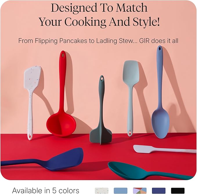 GIR: Get It Right 5 Piece Silicone Kitchen Utensils Set - Ladle, Spatula, Flip, Spoon & Spoonula - Non-Toxic Cooking Utensils for Nonstick Cookware, Cooking and Baking - Sprinkles