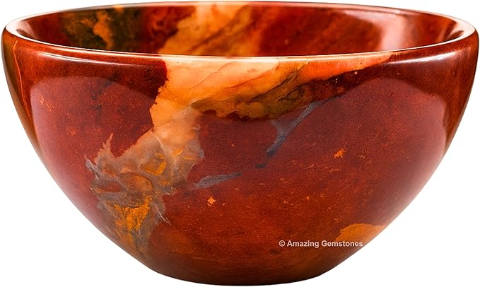 Red Jasper Crystal Bowl - 2 Inch Decorative Bowls for Room and Home Decor - Gemstone Healing Crystals for Elegant Display, Positive Energy Balance and Gift
