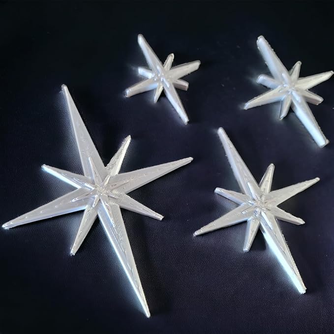 Midcentury Modern Vintage Style Atomic Star Bursts Fridge Magnets Art Refrigerator Kitchen Décor 1960s Retro Stars 50s Home Office MCM (Silver)