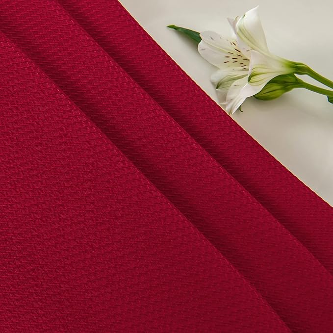 maxmill Round Textured Tablecloth Spill-Proof Wrinkle Free Soft Jacquard Table Cloth for Round Table Cover, for Dining Room Buffet Banquet Parties Holiday Dinner, 70 Inch Red