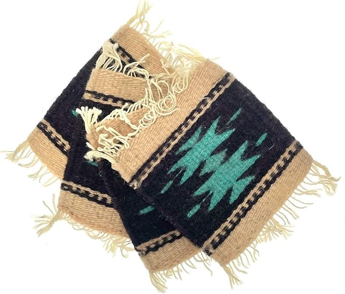 Woven Wool Coaster Set – Handwoven in Oaxaca, Mexico – Set of 4 Assorted Colors and Patterns – Artisan Made
