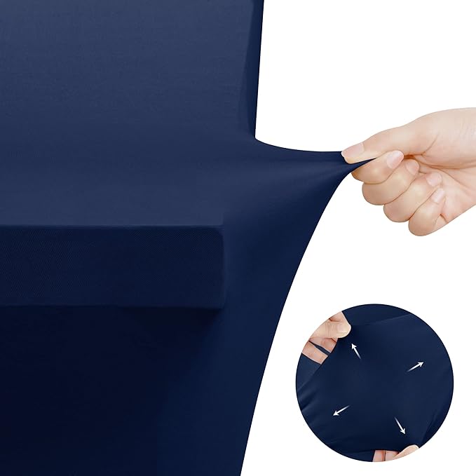 Utopia Kitchen Spandex Tablecloth 2 Pack [4FT, Navy Blue] Tight, Fitted, Washable and Wrinkle Resistant Stretch Table Cloth Rectangle Cover for Trade Show, Weddings & Parties [48Lx30Wx30H Inch]