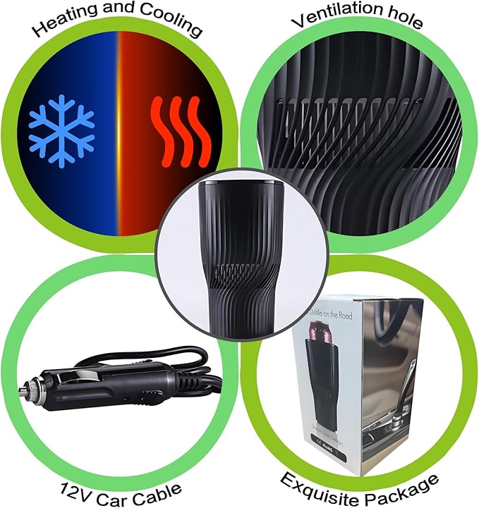 Smart 2-in-1 Car Cup Warmer Cooler Heated Travel Mug, Temperature Control Car Coffee Heater Travel Coffee Cup for Coffee, Baby Bottles, Water, Tea, Drinks