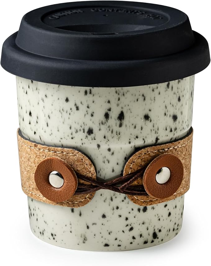 Coffee Mug, Travel Coffee Tumbler, Spill Proof To Go Coffee Mug, Porcelain Coffee Cups with Lids Reusable, Microwave & Dishwasher Safe, Coffe Mugs for Men & Women, 8.5oz