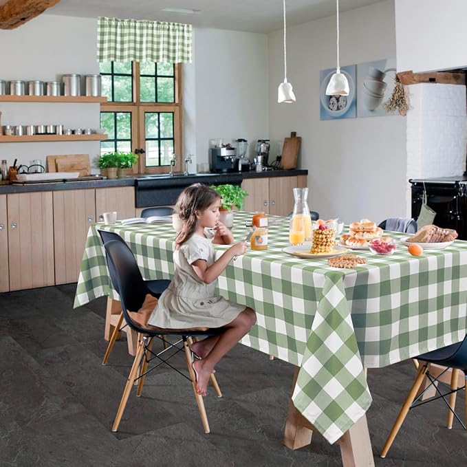Hiasan Buffalo Plaid Tablecloth Waterproof 54 x 80 inch, 2 Pack - Sage Green and White Checkered Table Cloth Rectangle for Outdoor Picnic/Party/Dining