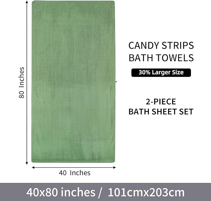 Oversized Bath Sheets 40x80 Inches Extra Large Bath Towels for Adults Super Soft Quick Dry Highly Absobent Microfiber Shower Towels for Bathroom, Pool, Gym, Yoga Towel(Sage Green, 2Piece)