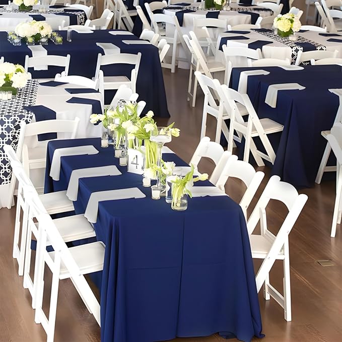 8 Pack Navy Blue Table Cloth 60x102 Inch Rectangle Tablecloths for 6 Foot Rectangle Tables, Wrinkle Resistant Washable Polyester Fabric Rectangular Table Cover for Dining Banquet Wedding Party