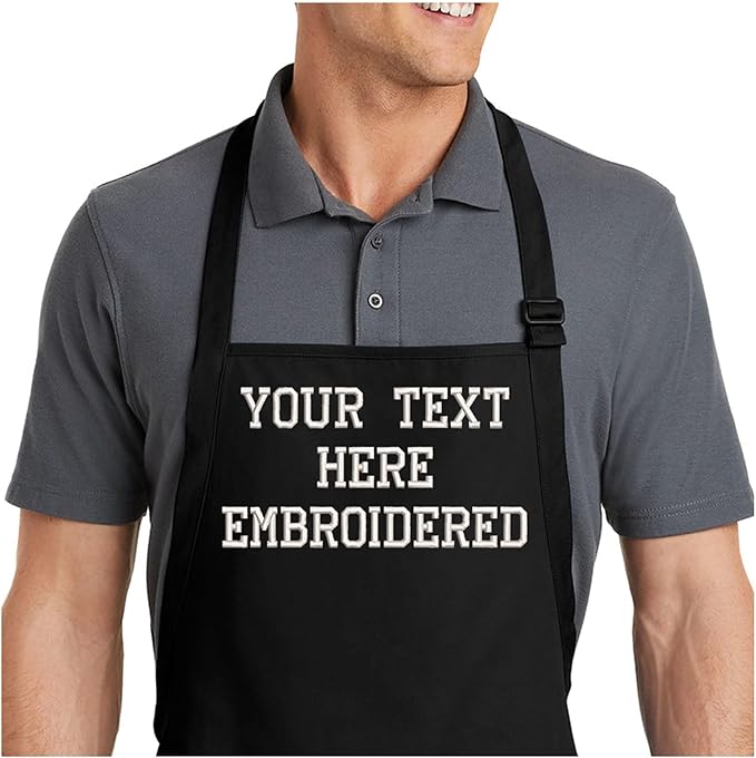 Personalized Apron with Custom Name or Any Text. Chef, Cooking, Grilling, or Baking Gift