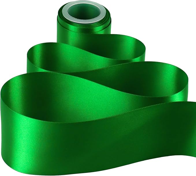 MEEDEE Emerald Green Satin Ribbon Lux Double Faced Satin Ribbon 3 Inch Wide Green Christmas Ribbons by 10 Yards Emerald Green Ribbons for Christmas Tree, Weddings, Flower Bouquet, Bow Making
