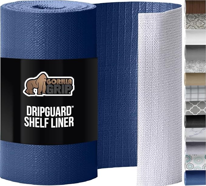 GORILLA GRIP Slip Resistant Drawer and Shelf Liner 2 Pack, Non Adhesive Water Resistant, Easy Clean and Trim, Smooth Surface Liners for Kitchen Cabinet, Shelves, Drawers, Pantry, 20 in x 20 FT, Navy