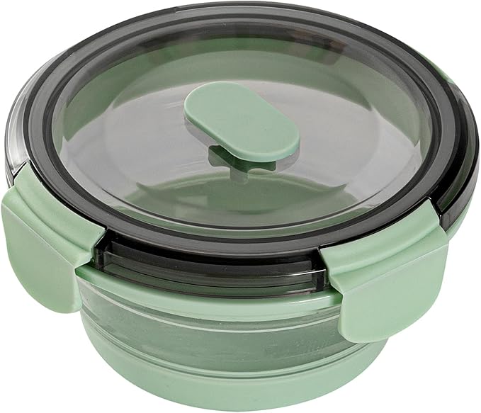 Restaurantware-Fresh Hero 13.6 Ounce Storage Containers, 20 Durable Airtight Food Containers - Microwavable, Freezable, Green Plastic Collapsible Container, Dishwashable, With Vented Lids