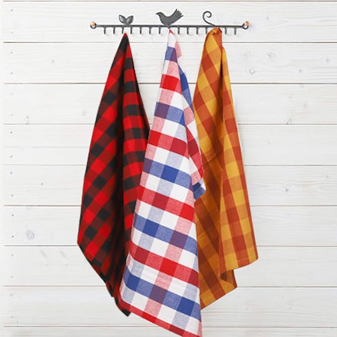 Urban Villa Cloth Napkins Set of 12 20x20 Inches 100% Cotton Napkins Cloth Washable Durable Reusable Absorbent Table Dinner Napkins Cloth for Hotel Lunch Restaurant Weddings Parties Multi Checks