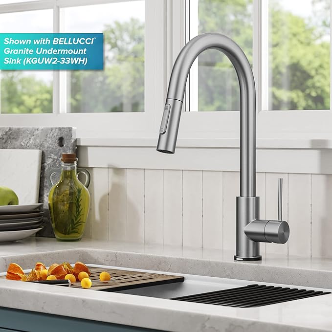 KRAUS Oletto Contemporary Single-Handle Touch Kitchen Sink Faucet with Pull Down Sprayer in Spot Free Stainless Steel, KTF-3104SFS