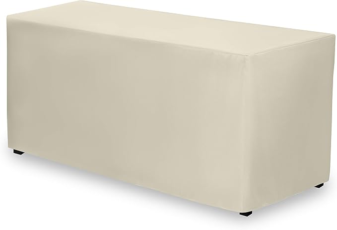 Gee Di Moda Fitted Tablecloth - 48 x 30 Inch Ivory Floor-Length Fitted Table Cloth for 4 Foot Rectangle Table, Heavy Duty Washable Fabric for Parties, Dinner, Weddings, Baby Shower & Trade Show